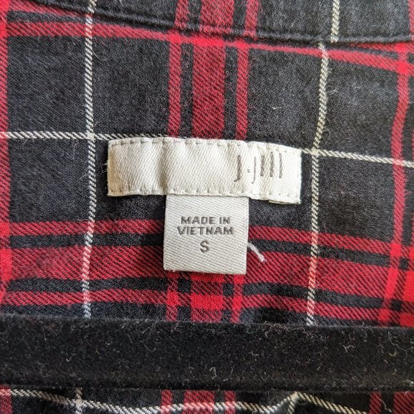 J. Jill red and black buffalo plaid curved hem button down tunic size small - Picture 7 of 9